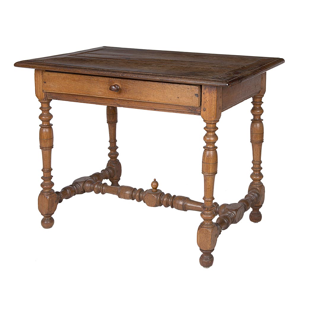 Appraisal: Flemish Baroque Oak Work Table th Century The molded rectangular