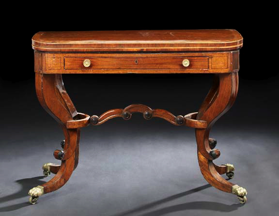 Appraisal: Late Regency Mahogany Games Table early th century the banded