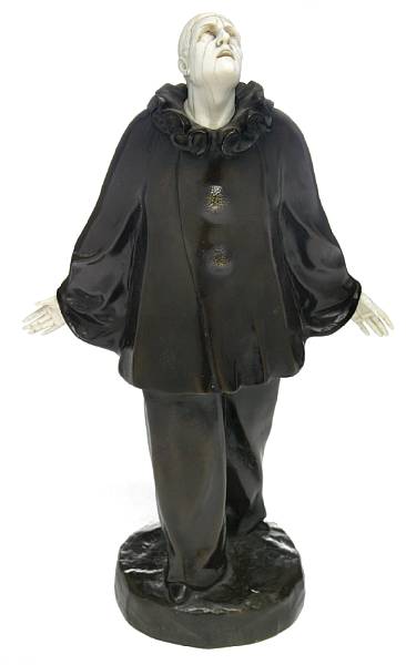 Appraisal: Julius Schmidt-Felling German wk - Pierrot s patinated bronze and