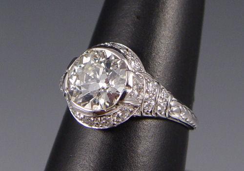 Appraisal: RETRO DECO PLATINUM CT OLD EUROPEAN CUT DIAMOND RING Platinum