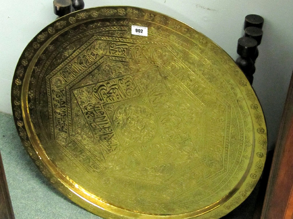 Appraisal: Brass topped eastern folding table