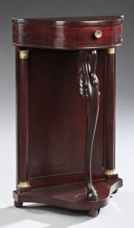 Appraisal: Ormolu Mounted Empire Style Carved Mahogany Bowed Nightstand th c