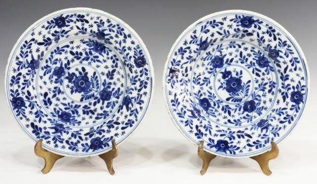 Appraisal: pair Delft blue and white faience plates late th c