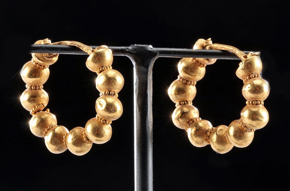 Appraisal: Achaemenid K Gold Hoop Earrings - g Ancient Near East