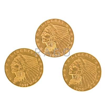 Appraisal: U S GOLD COINS Three and All EF Condition Report