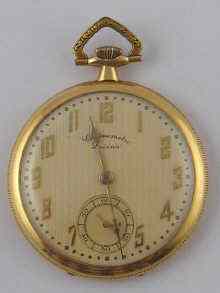 Appraisal: A Swiss hallmarked carat gold pocket watch by Lusina