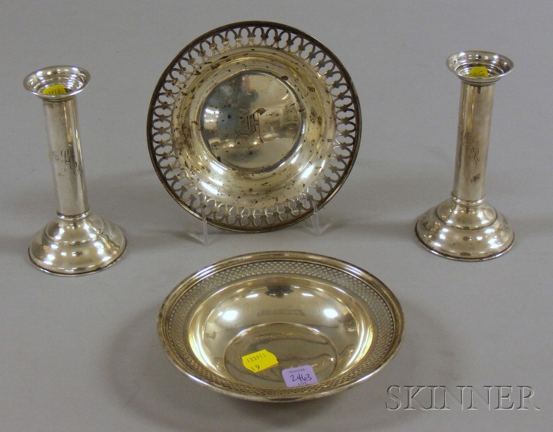 Appraisal: Four Small Sterling Silver Serving Items a pair of weighted