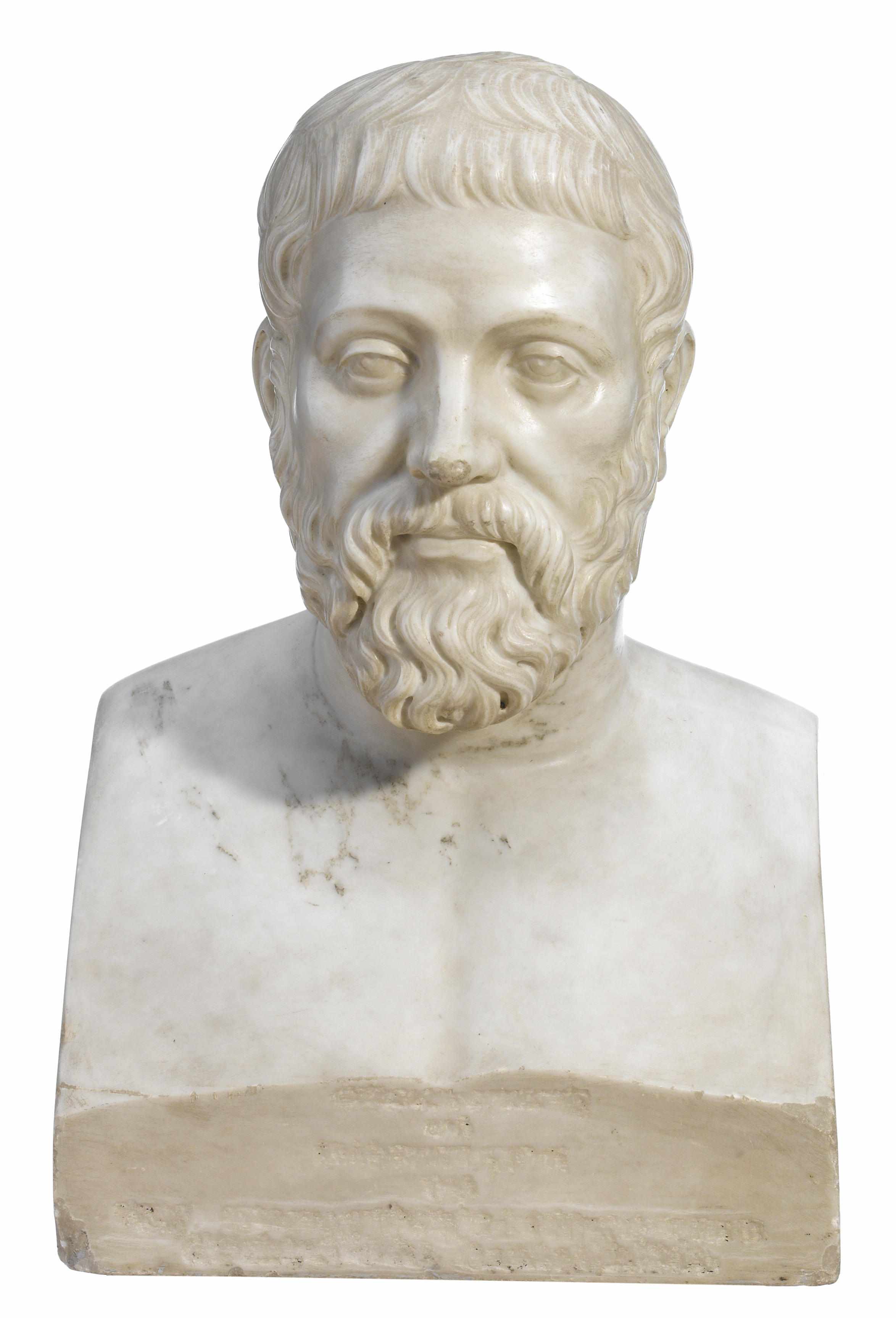 Appraisal: A Continental carved marble bust of a scholar first half