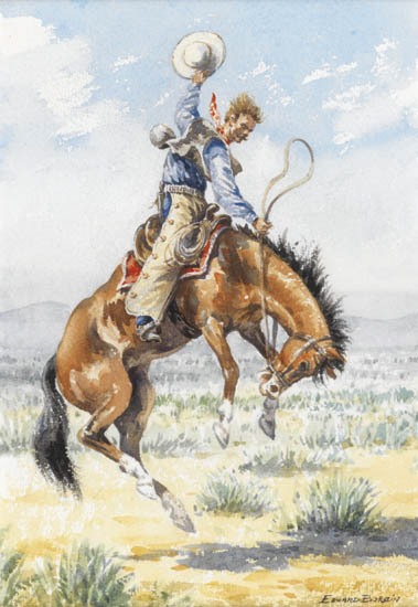 Appraisal: EDWARD BOREIN Bronco Buster Watercolor on cream wove paper x