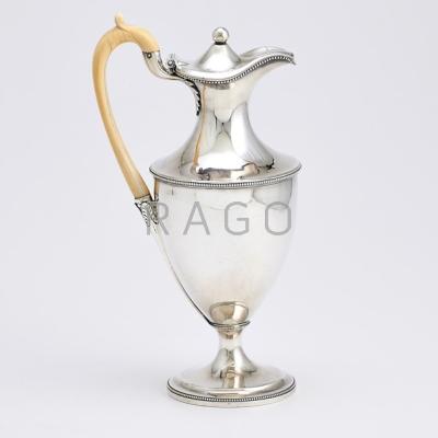 Appraisal: GEORGE III STERLING LIDDED EWER Urn form hinged lid ball