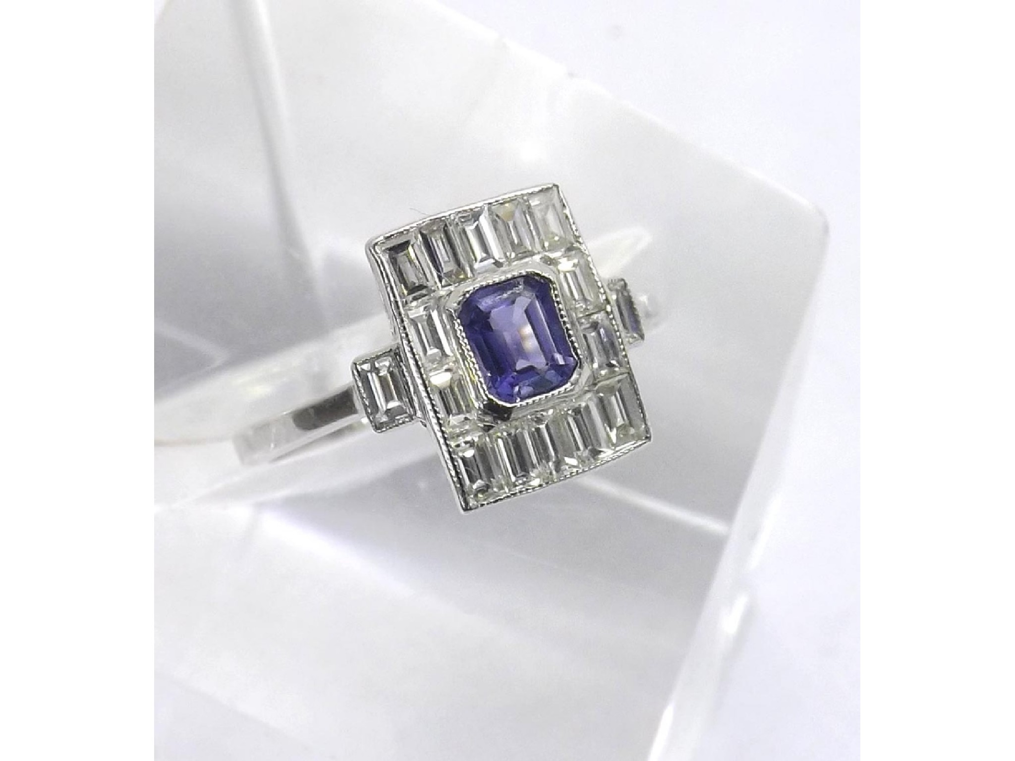 Appraisal: Art Deco style sapphire and diamond ct white gold cluster