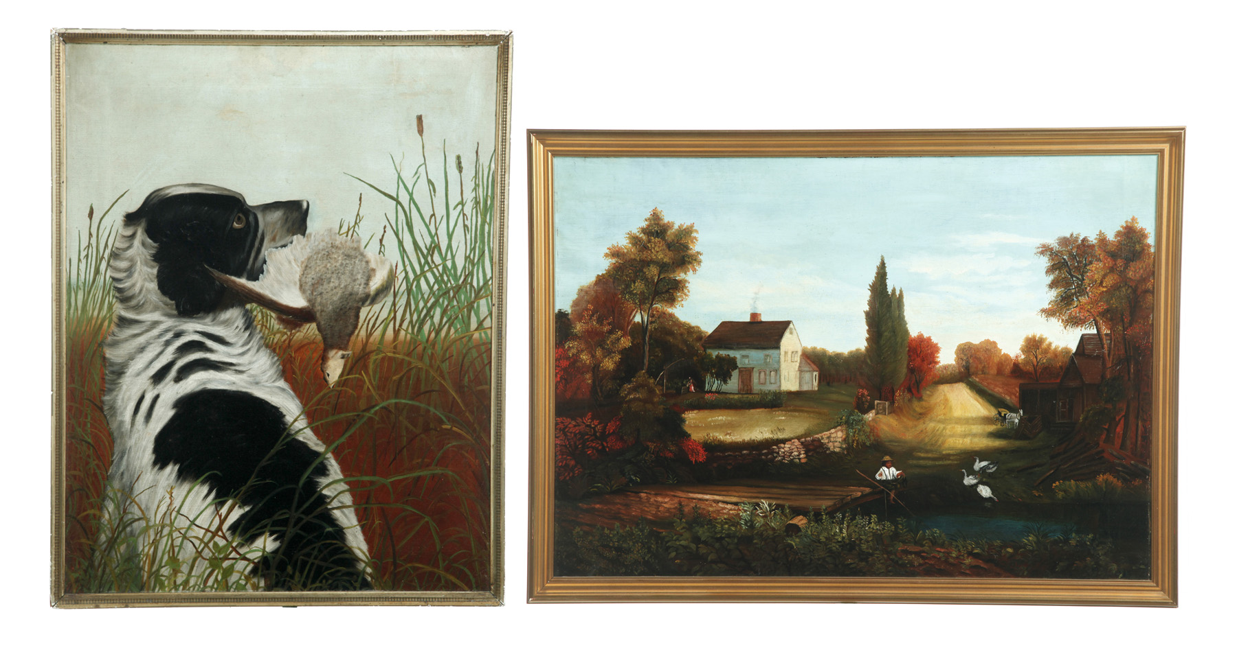 Appraisal: TWO PAINTINGS AMERICAN SCHOOL EARLY TH CENTURY Oil on canvas