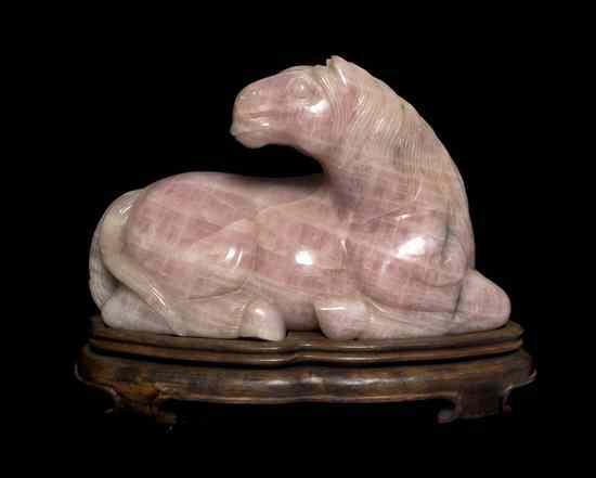 Appraisal: A Chinese Carved Quartz Model of a Horse depicted kneeling