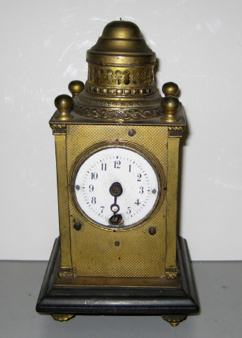 Appraisal: ANTIQUE SHELF CLOCK Miniature gilt brass rectangular case with enamel