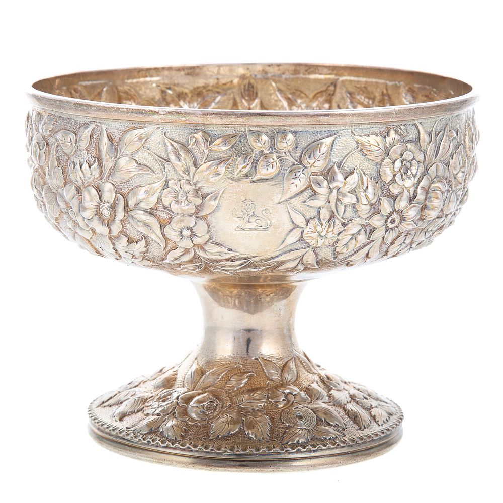 Appraisal: S Kirk Son Coin Silver Repousse Pedestal Bowl Circa -