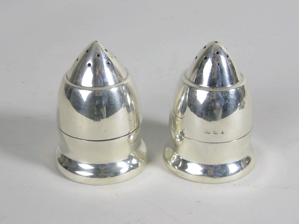 Appraisal: Pair of Edward VII Pepperettes of bullet shape Birmingham marked