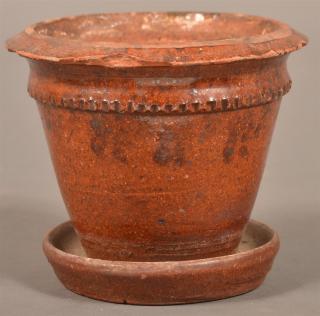 Appraisal: Stamped LKT th Century Redware Flower Pot Stamped LKT th