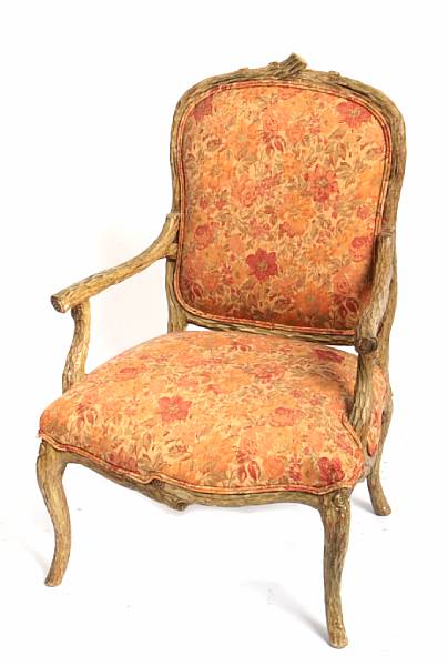 Appraisal: A Louis XV style beechwood upholstered fauteuil a la reine