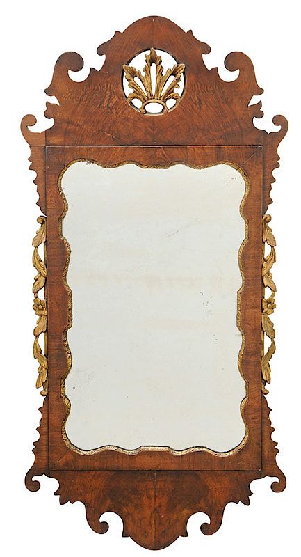 Appraisal: Chippendale Style Walnut and Parcel Gilt Mirror British th th