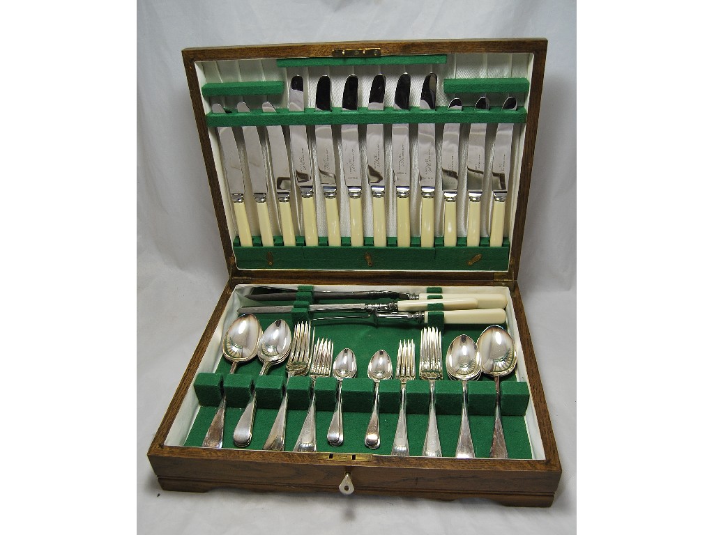 Appraisal: Silver plated canteen to w cased sets of fish eaters