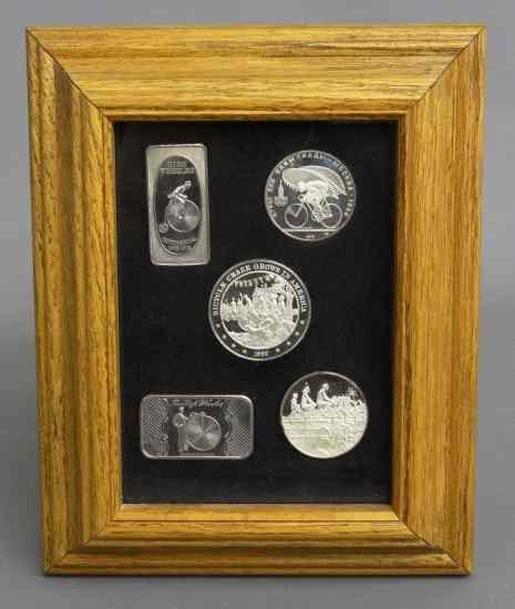 Appraisal: Sterling Silver tokens in frame Tokens are assumed to be