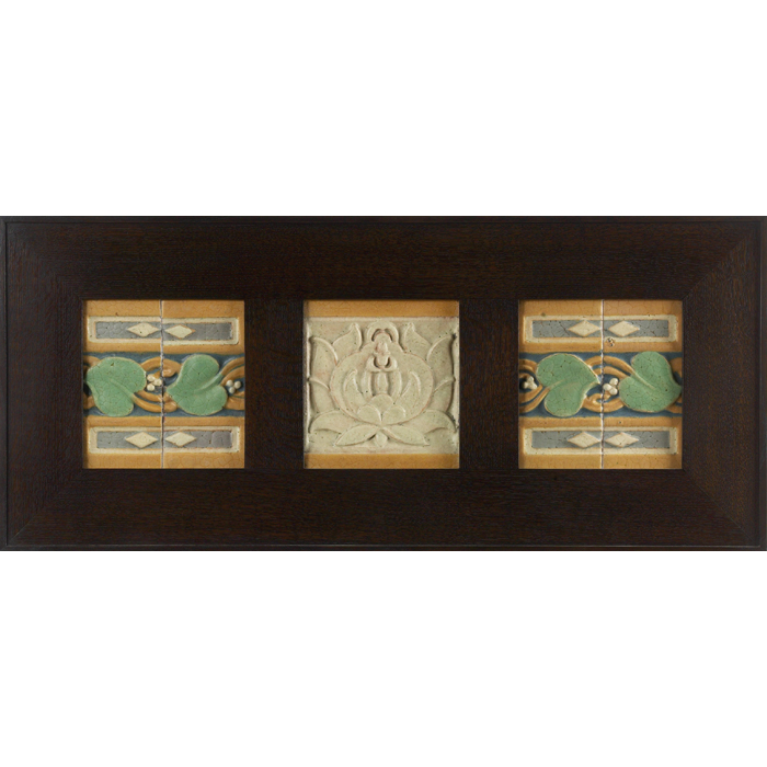 Appraisal: Grueby tile frieze three segments with organic design