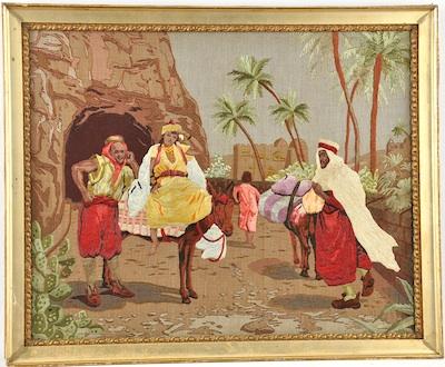 Appraisal: An Orientalist Subject Embroidered Picture The image woven into the