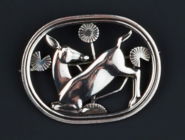 Appraisal: Georg Jensen'Kneeling Fawn' silver broochnumbered signed and stamped ' S