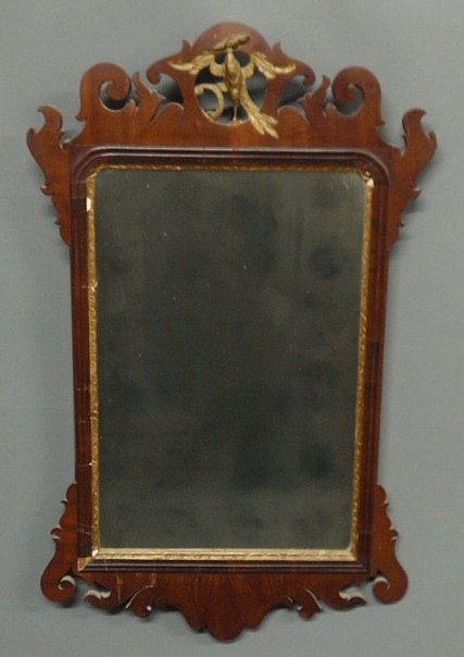 Appraisal: Chippendale mahogany mirror with gilt phoenix crest h x w