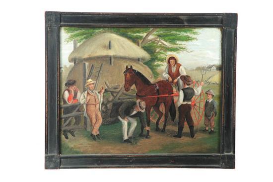 Appraisal: HAYING SCENE AMERICAN ND HALF- TH CENTURY Oil on canvas