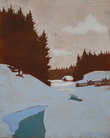 Appraisal: TYGESEN Halfred Canadian - Snowy Stream Landscape Pastel '' x