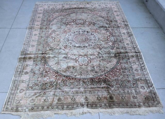 Appraisal: LATE TH CENTURY SILK AND WOOL SMALL ROOM SIZEDRUG KASHAN