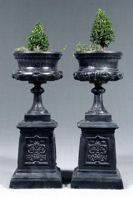 Appraisal: Pair cast white metal planters each of one piece black