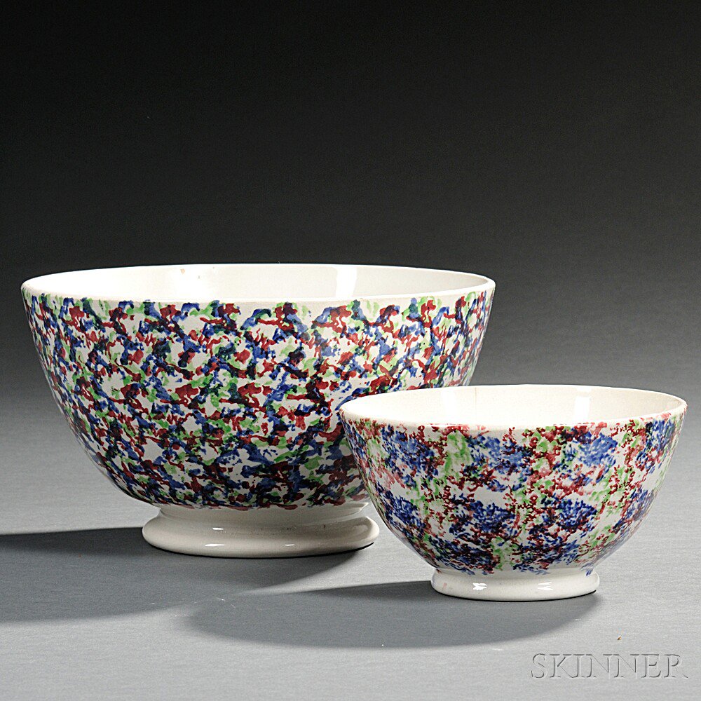 Appraisal: Two Three-color Spatterware Bowls mid- th century of similar design