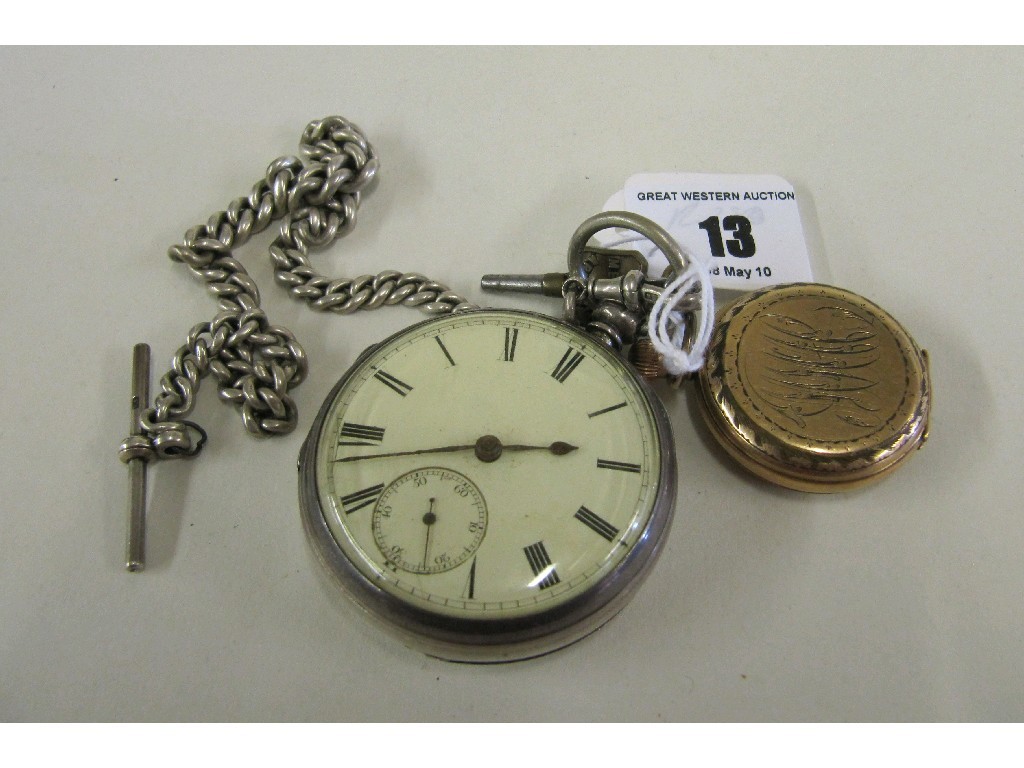 Appraisal: Lot comprising silver pocket watch with silver Albert chain and