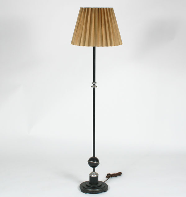 Appraisal: Art Deco black and chrome floor lamp with round base