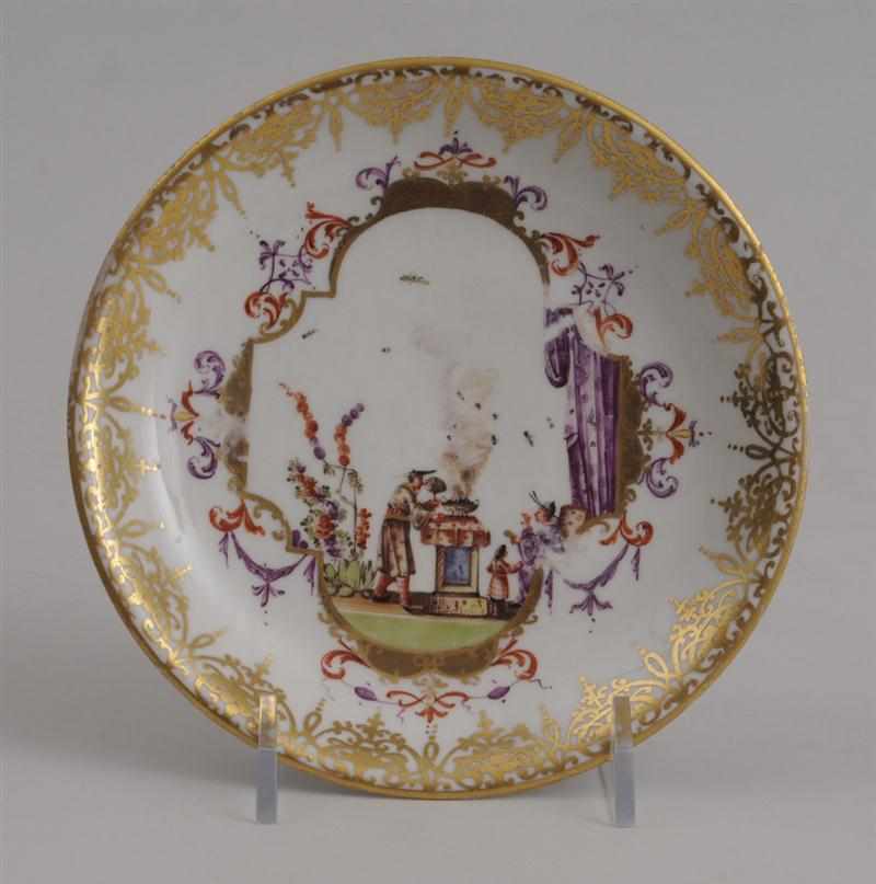 Appraisal: MEISSEN CHINOISERIE SAUCER Marked with gilt g circa with two