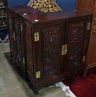 Appraisal: Chinese Cabinets With Dragon lot of Chinese wooden cabinets fronted