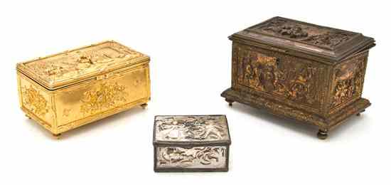 Appraisal: A Collection of Three Continental Table Caskets comprising two rectangular