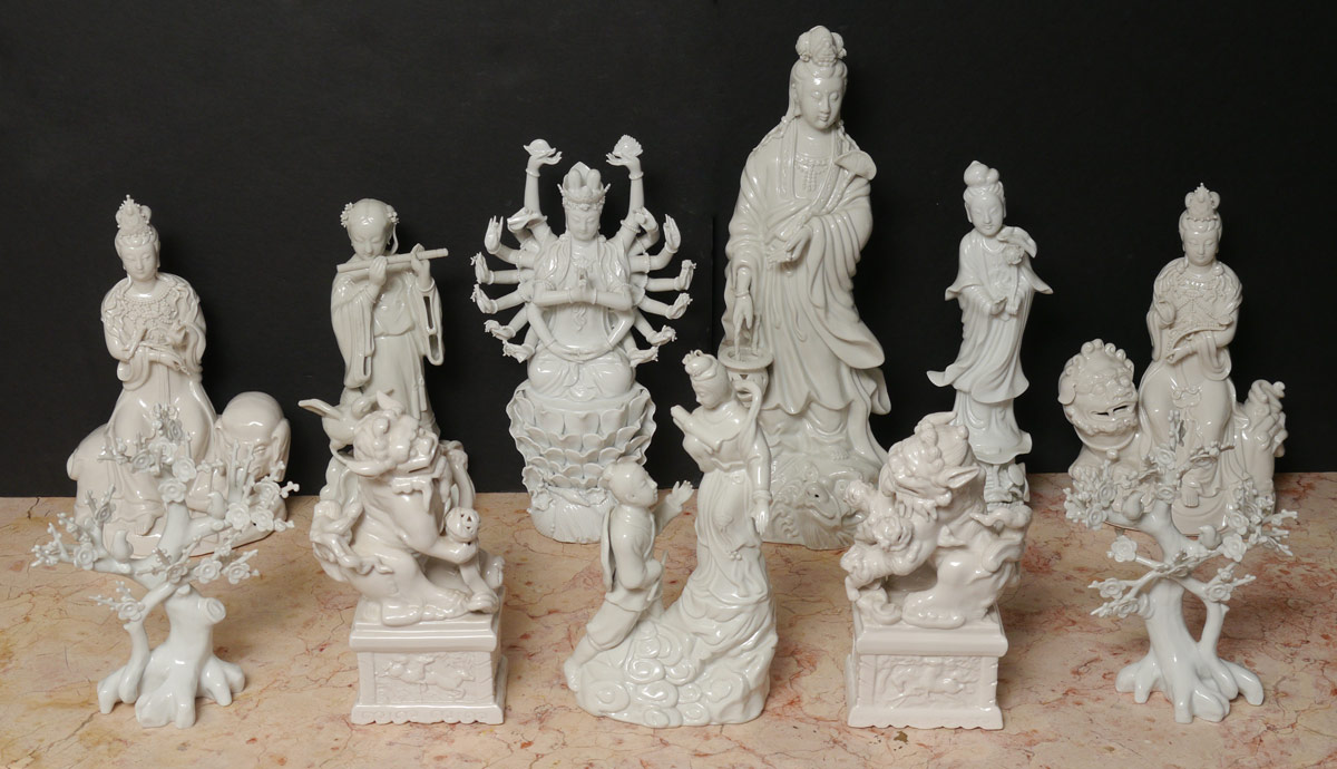 Appraisal: PIECE COLLECTION BLANC DE CHINE FIGURES An assembled collection of