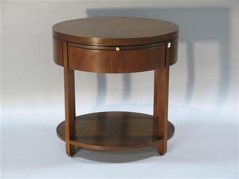 Appraisal: BIEDERMEIER INSPIRED MAHOGANY SIDE TABLE th century with single drawer