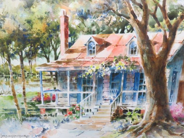 Appraisal: Josie Van Gent Edell watercolor Charlestonhouse well known South Carolina