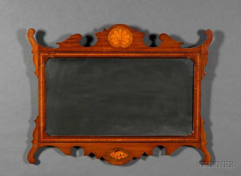 Appraisal: George III Style Inlaid Mahogany Mirror early th century with