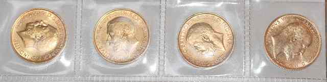 Appraisal: FOUR GEORGE V GOLD SOVEREIGNS