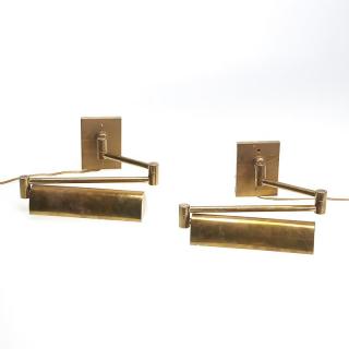 Appraisal: Pair Hansen NY brass swing-arm wall lamps Circa s library