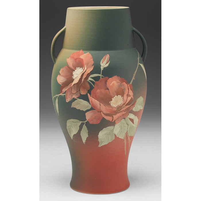 Appraisal: Exquisite Rookwood vase early bisque glaze with a colorful rose