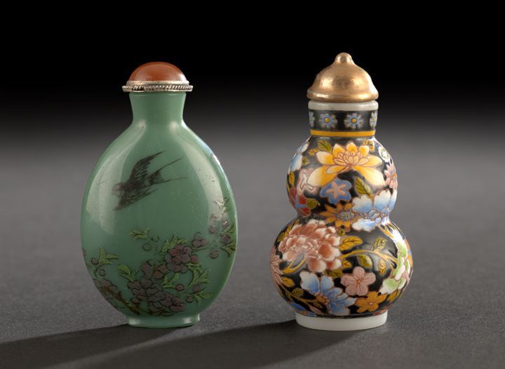 Appraisal: Two Chinese Enameled Glass Snuff Bottles composed of a double