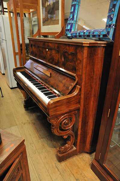 Appraisal: AN ANTIQUE RICHARD LIPP BURR WALNUT UPRIGHT PIANO