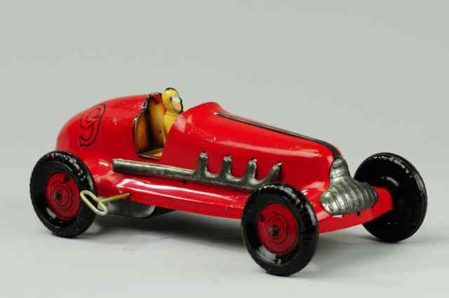 Appraisal: MARX RACER Pressed steel painted in red with nickel pipes