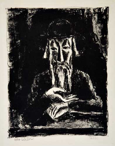 Appraisal: MAX WEBER The Rabbi Lithograph x mm x inches full